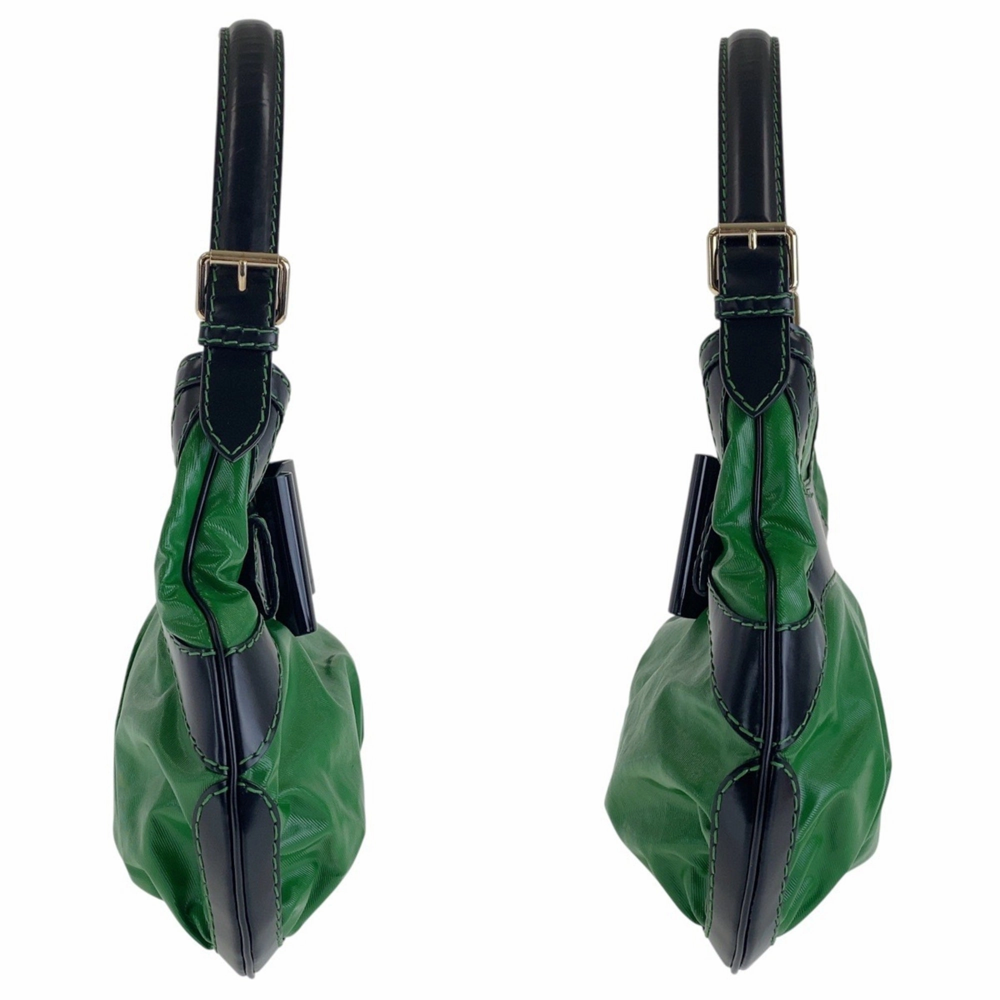 Gucci Black Green Nylon Leather Shoulder Bag ()