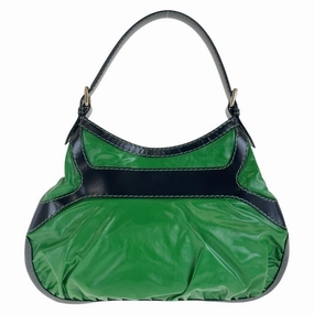 Gucci Black Green Nylon Leather Shoulder Bag ()