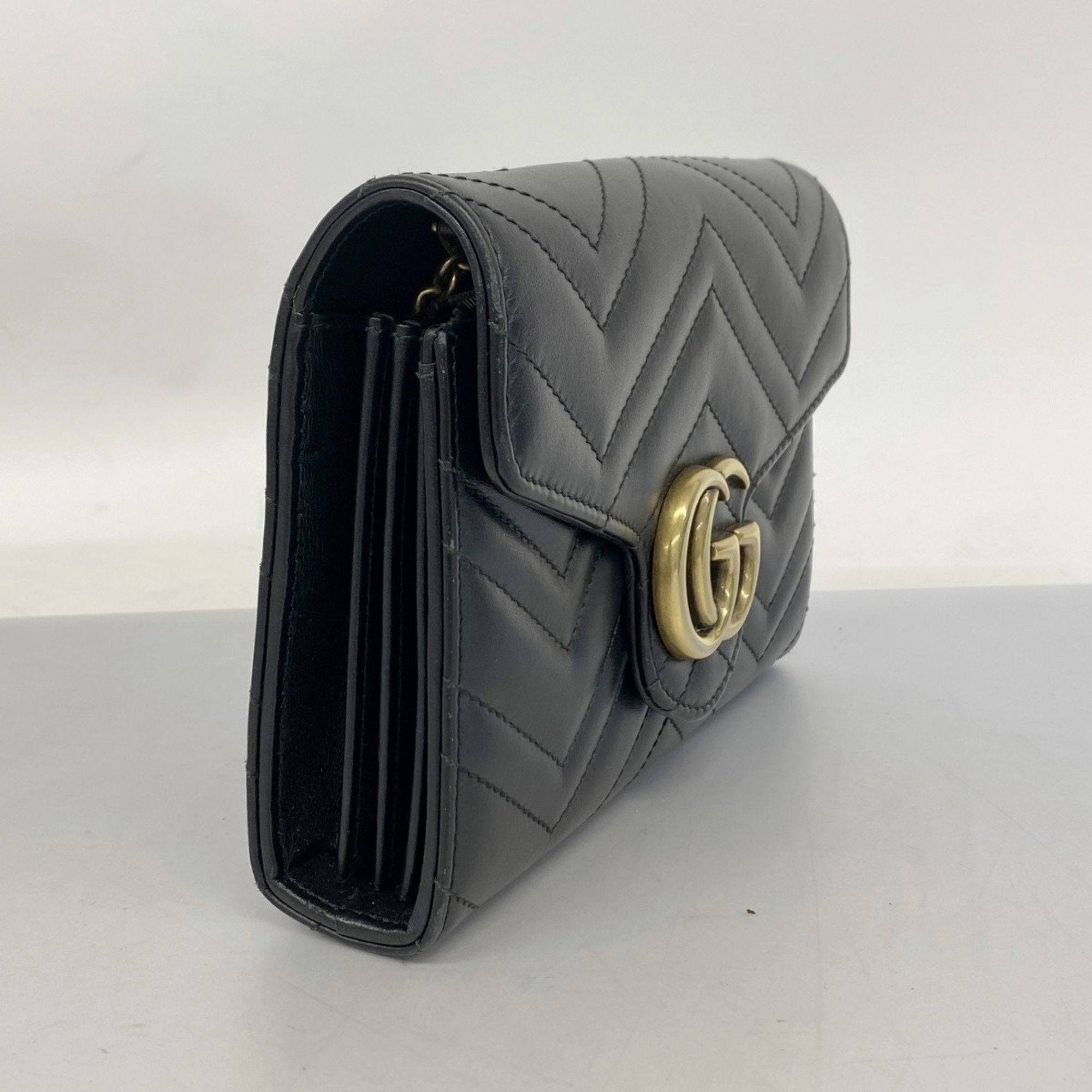 Gucci Black Leather Chain/Shoulder Wallet ()