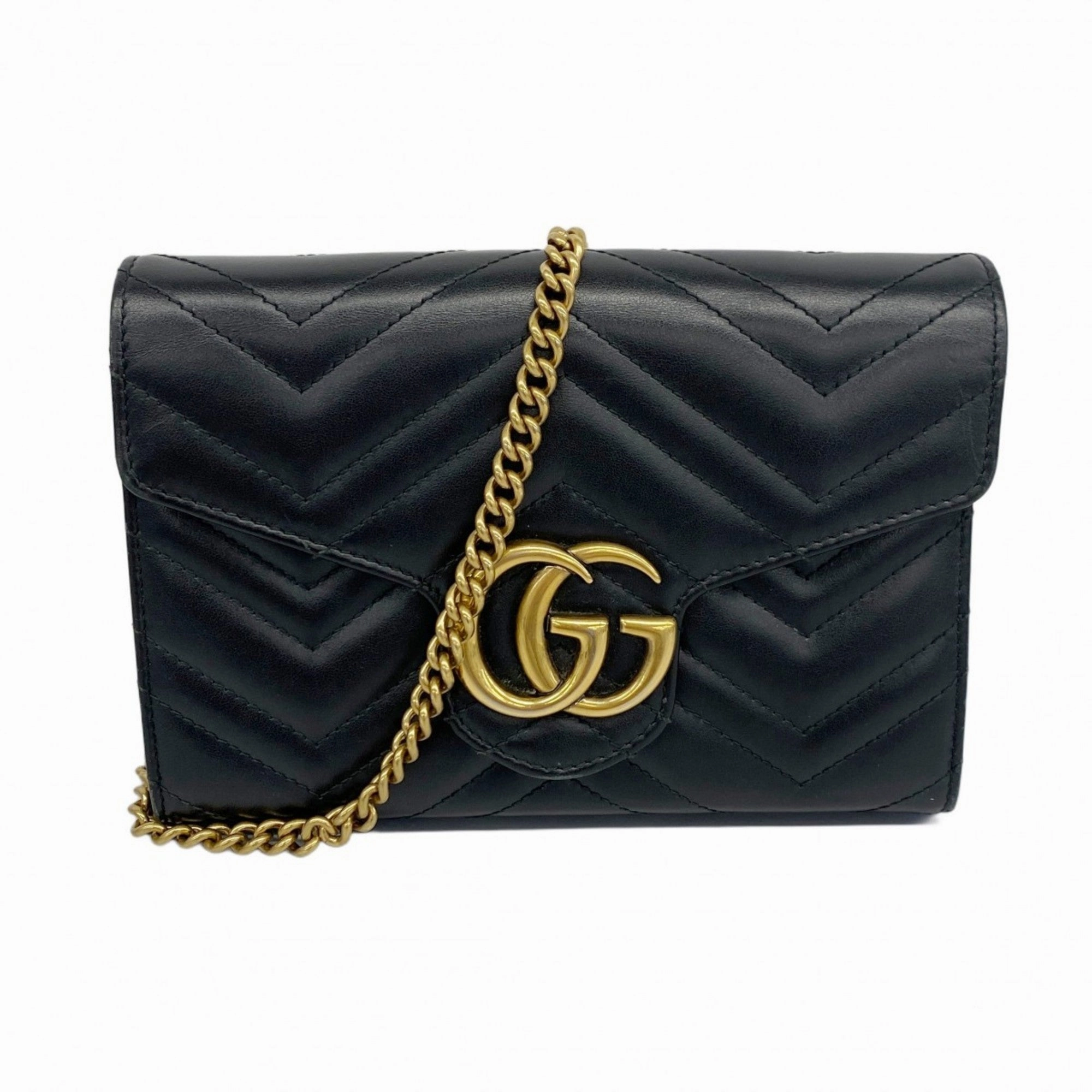 Gucci Black Leather Chain/Shoulder Wallet ()