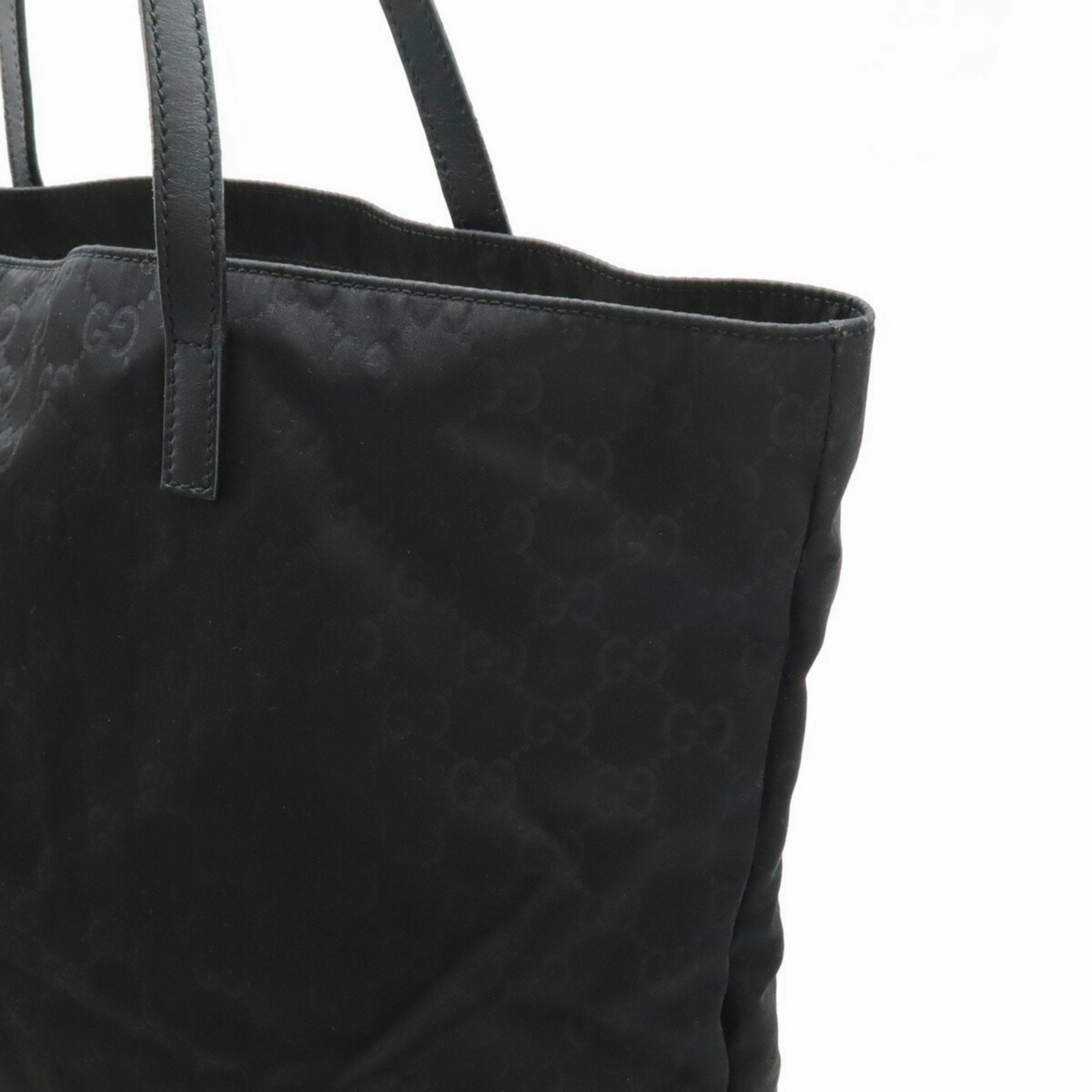 Gucci Black Nylon Leather Shoulder Bag Tote Bag ()