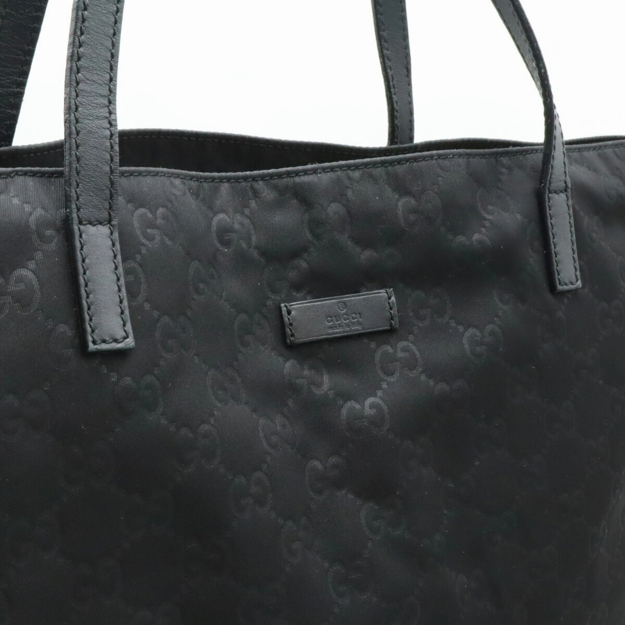 Gucci Black Nylon Leather Shoulder Bag Tote Bag ()