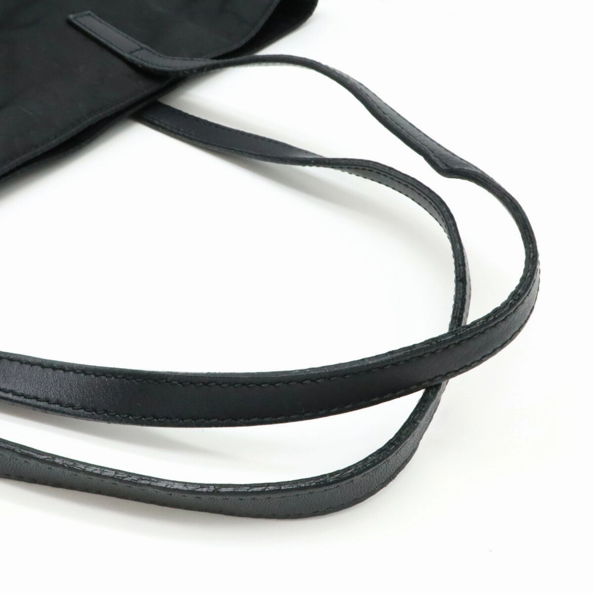 Gucci Black Nylon Leather Shoulder Bag Tote Bag ()