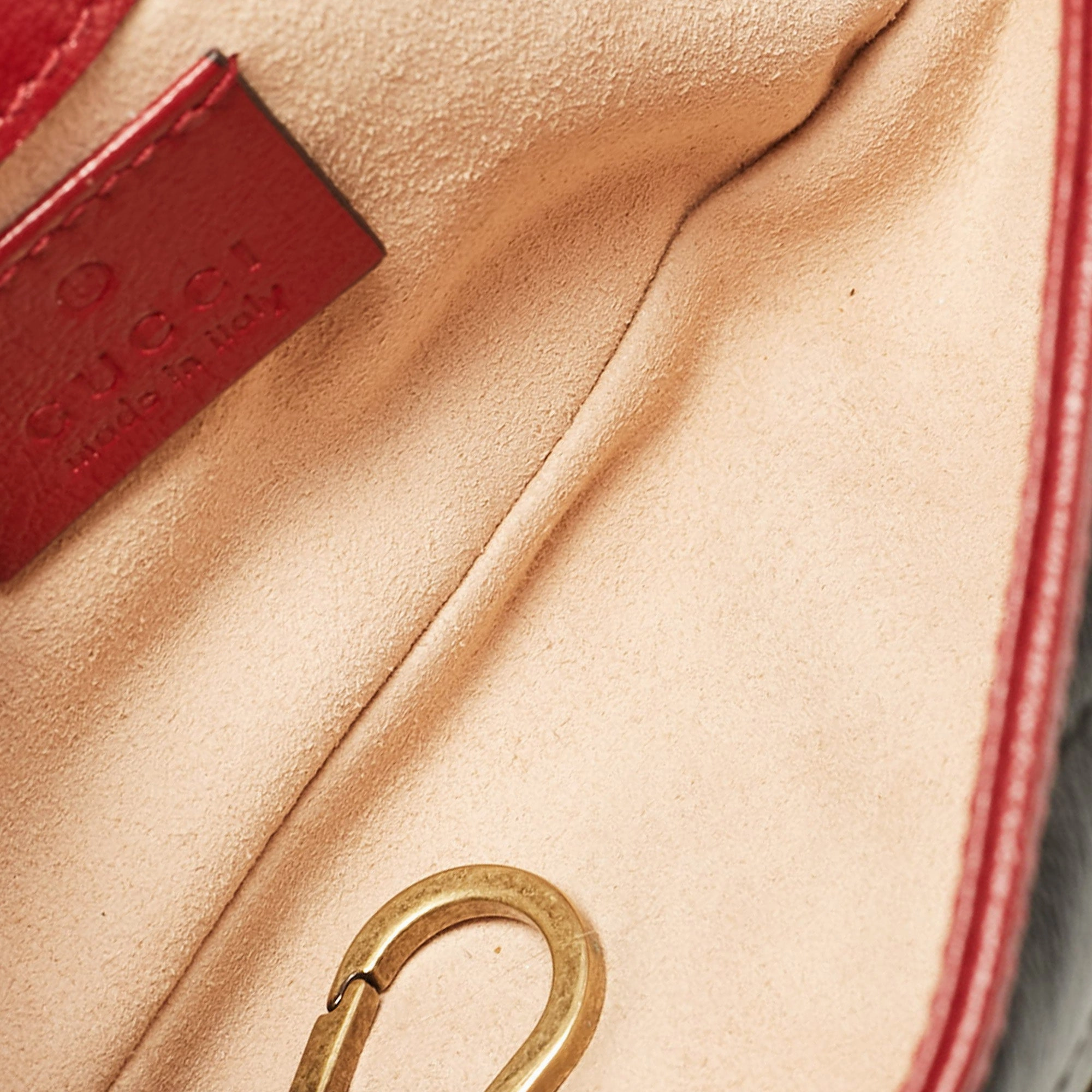 Gucci Black/red Matelasse Leather Super Mini Gg Marmont Torchon Shoulder Bag