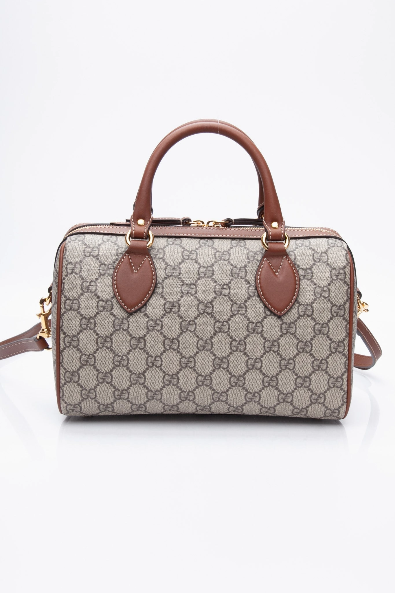 GUCCI Brown GG Canvas Boston Rose Embroidered Print Blind For Love Shoulder/Crossbody Bag