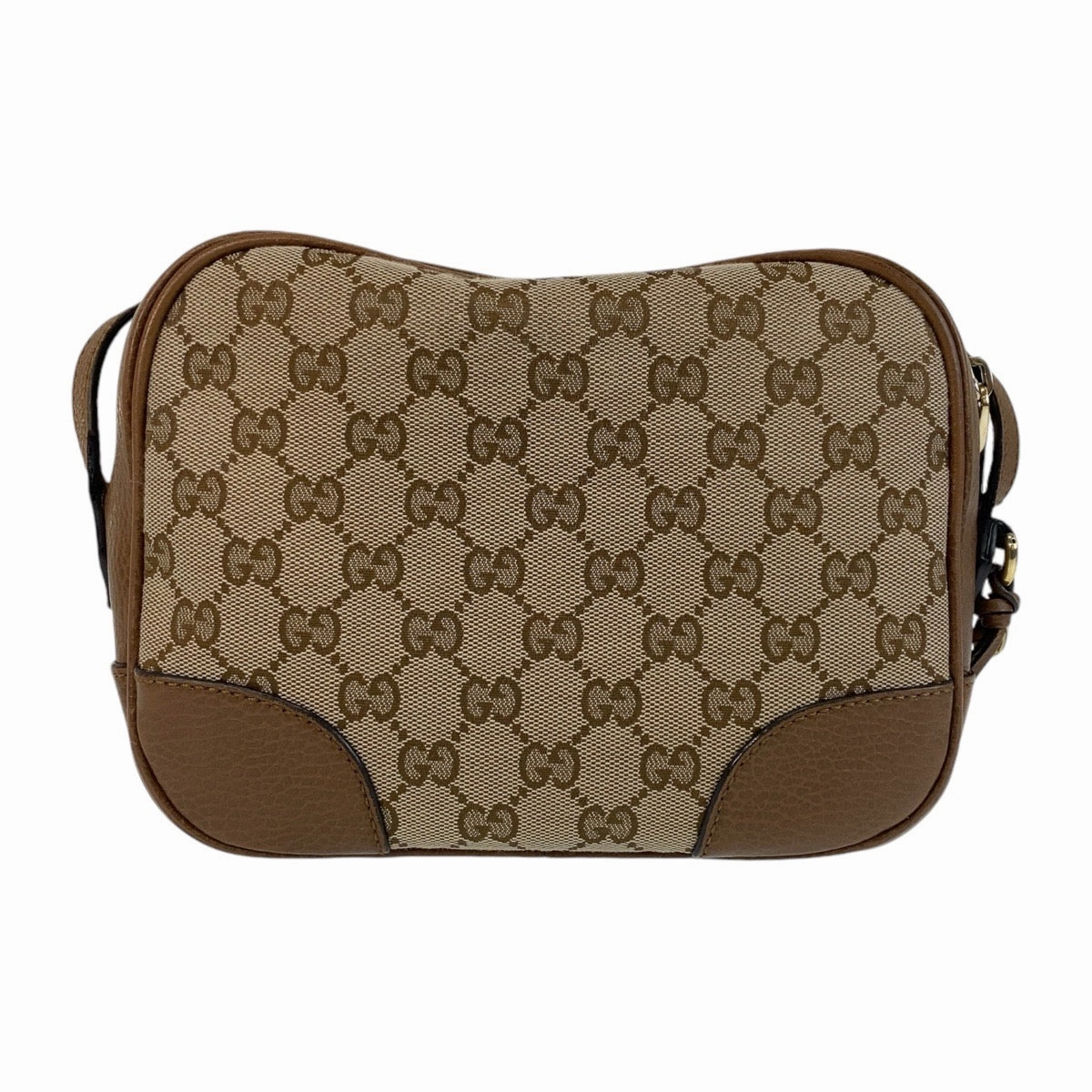 Gucci Brown Leather GG Canvas Shoulder Bag
