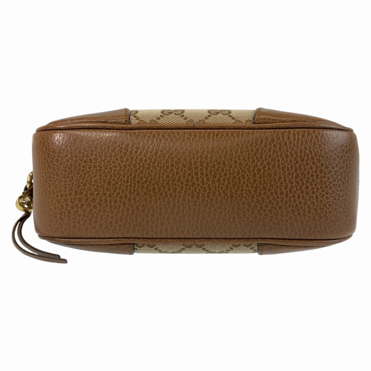 Gucci Brown Leather GG Canvas Shoulder Bag