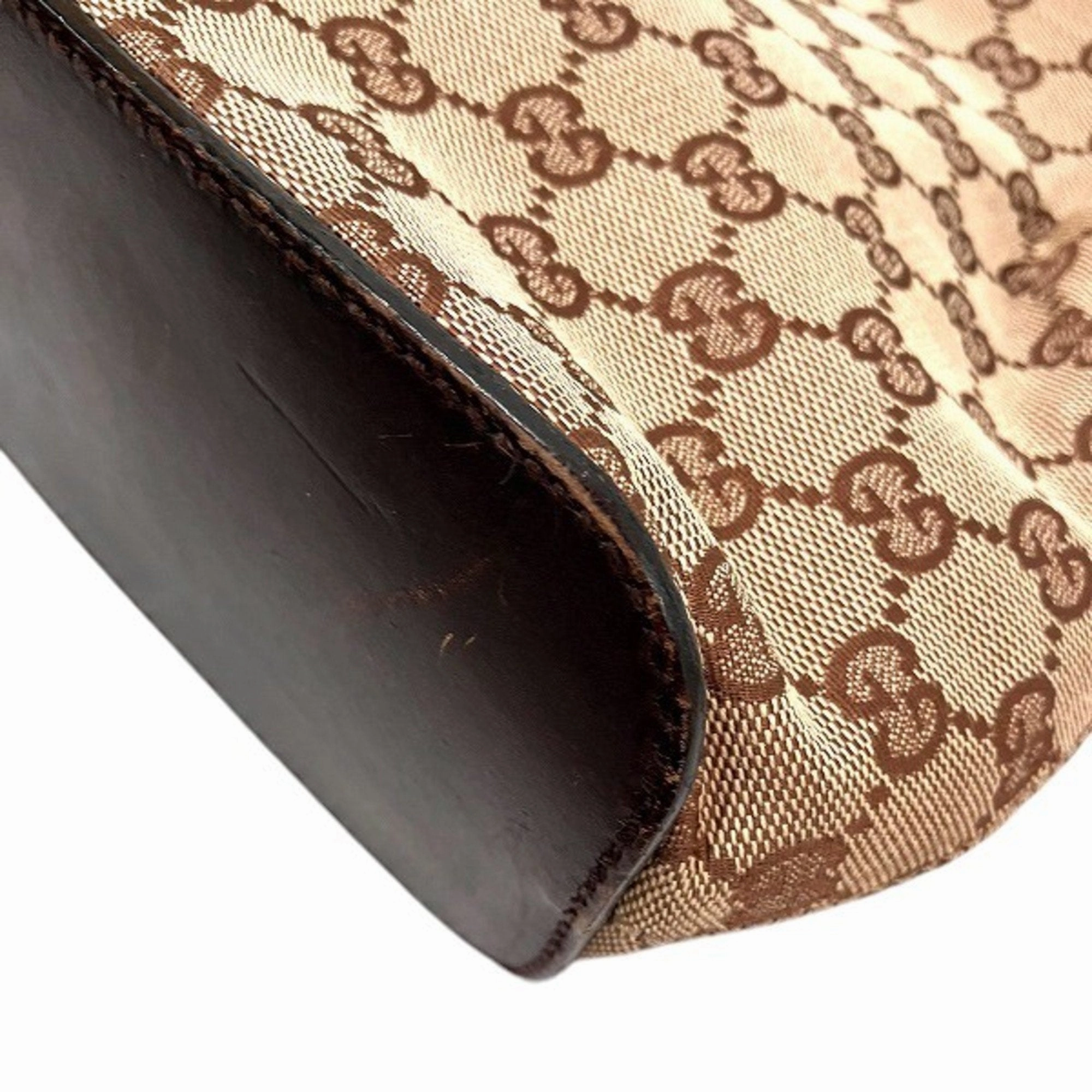 Gucci  Canvas Leather Wood Shoulder Bag (Pre-Owned)