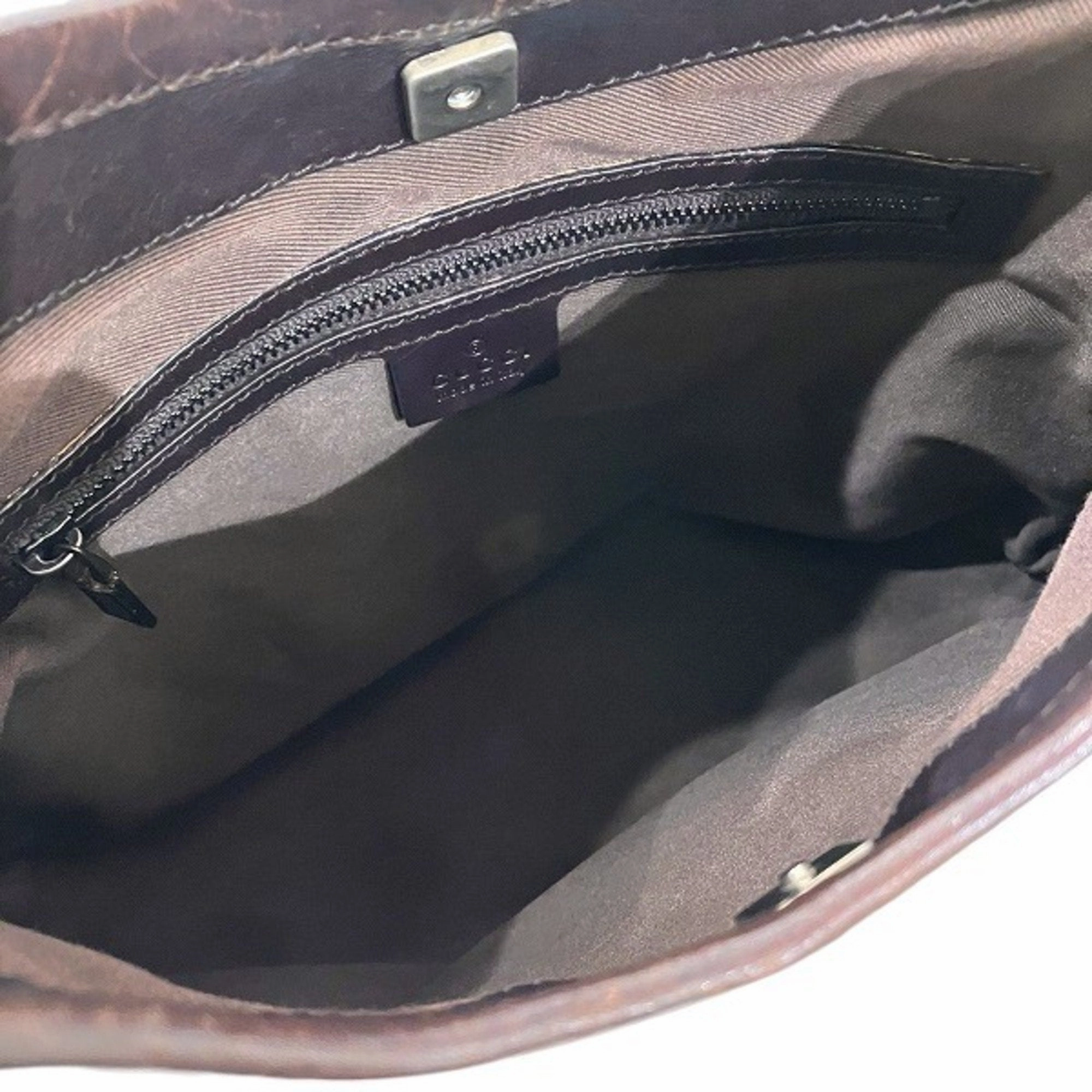 Gucci  Canvas Leather Wood Shoulder Bag (Pre-Owned)
