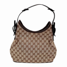 Gucci  Canvas Leather Wood Shoulder Bag (Pre-Owned)