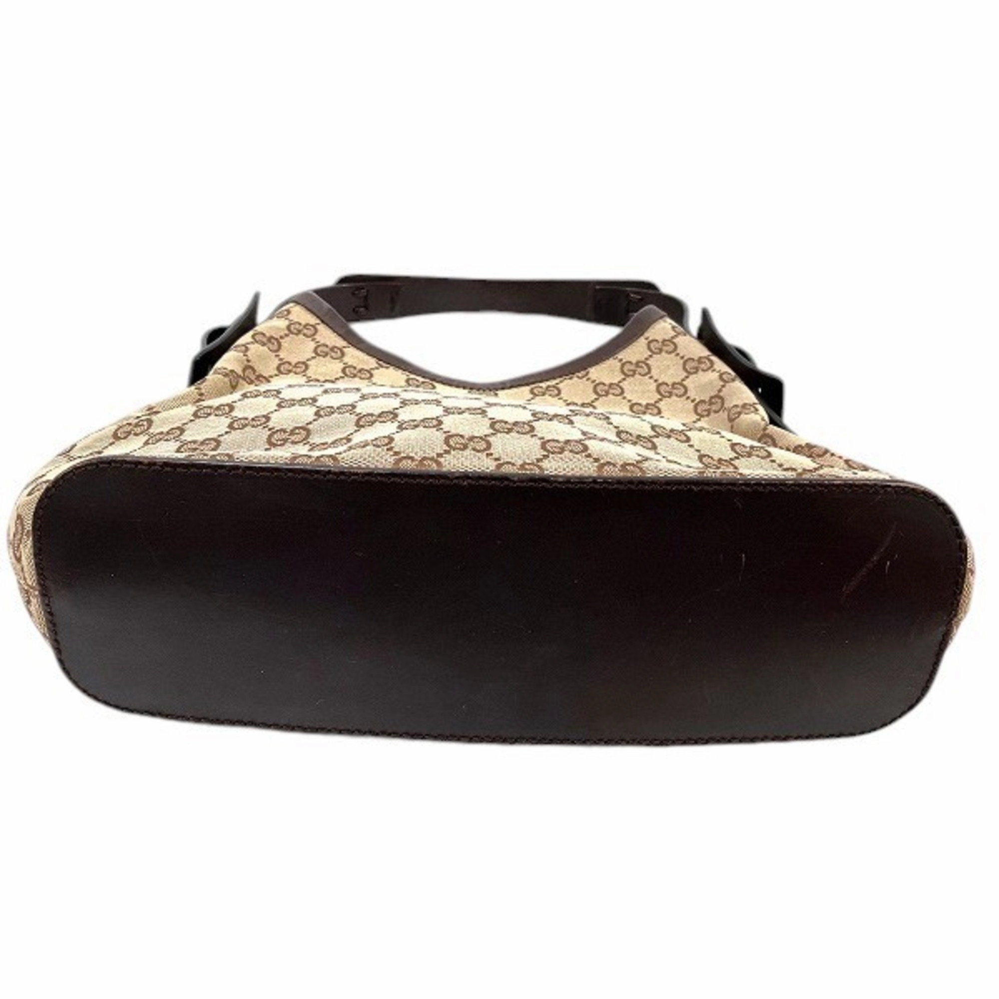 Gucci  Canvas Leather Wood Shoulder Bag (Pre-Owned)