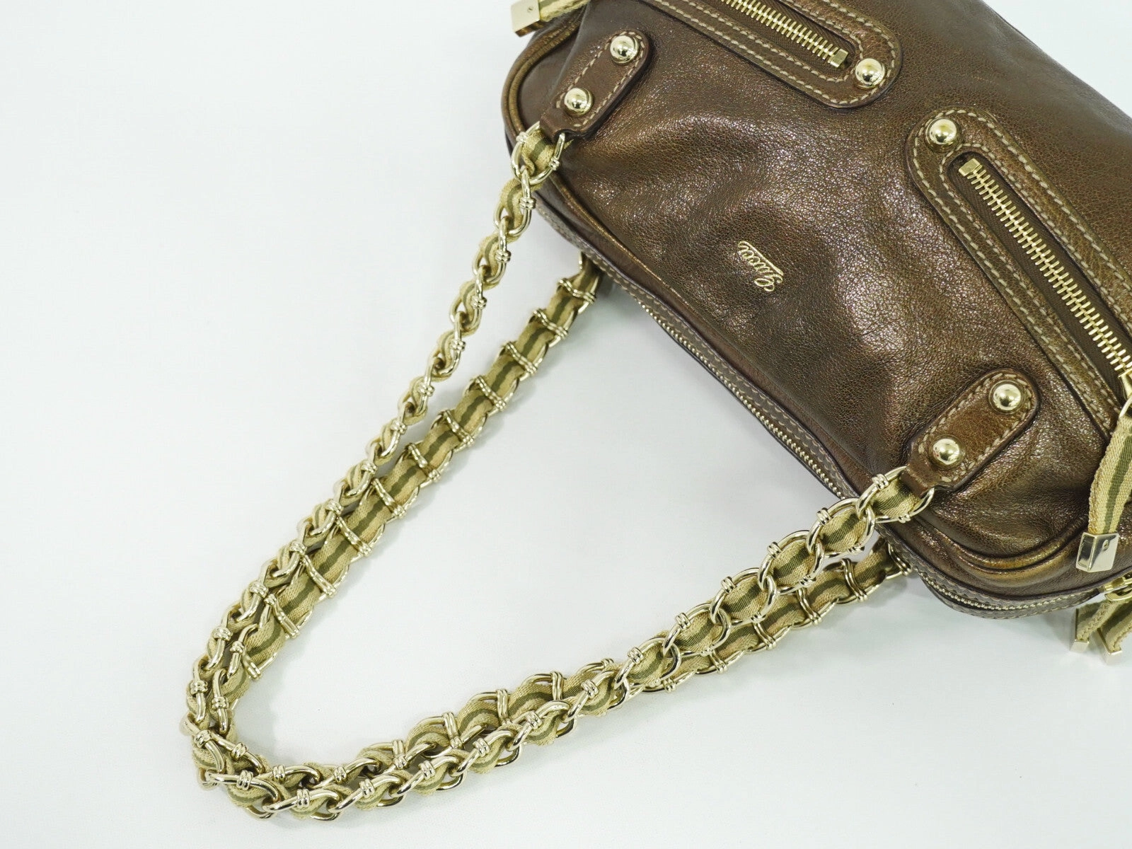 Gucci Capri Ranch Leather Shoulder Bag (Pre-Owned)