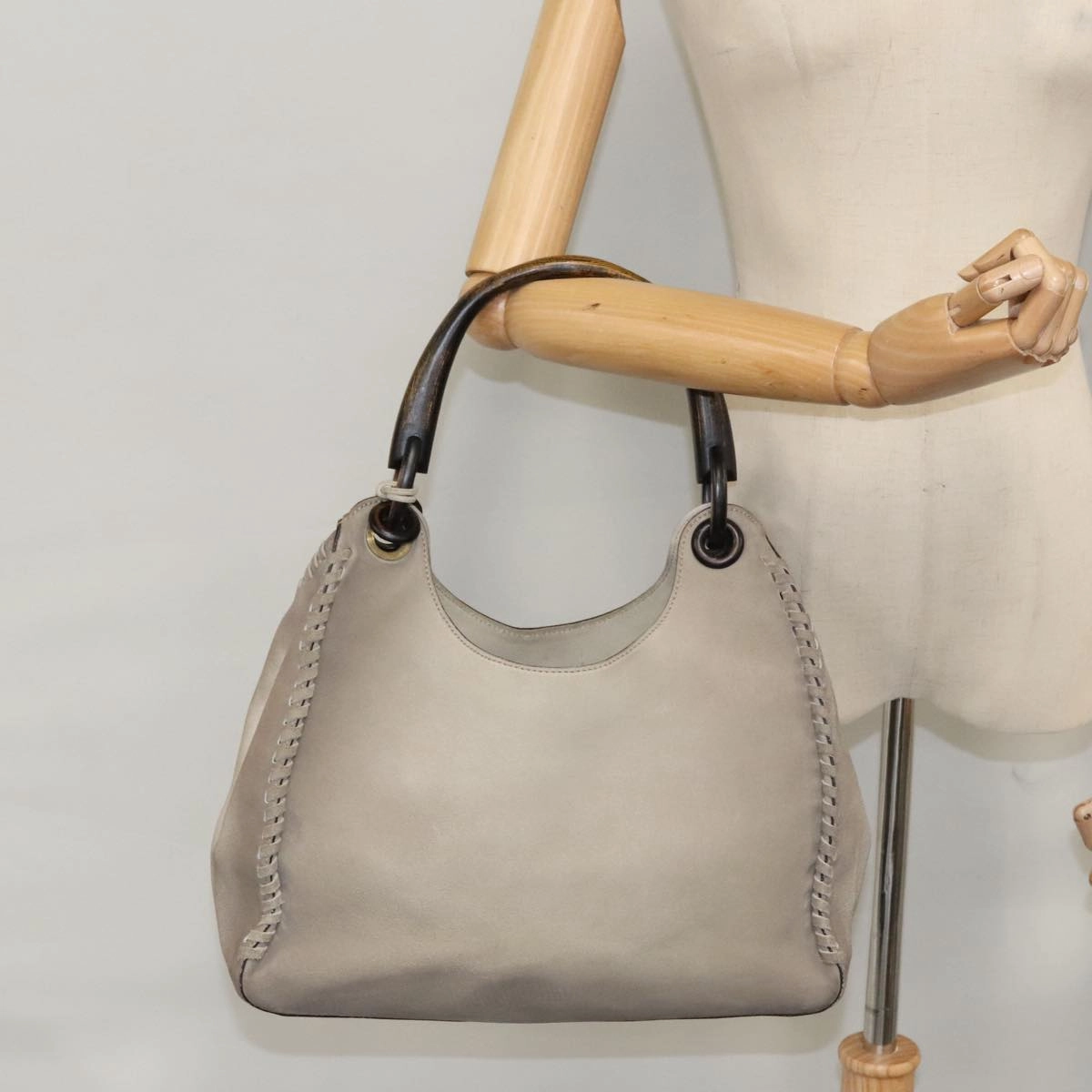 Gucci Carla Grey Suede Shoulder Bag ()