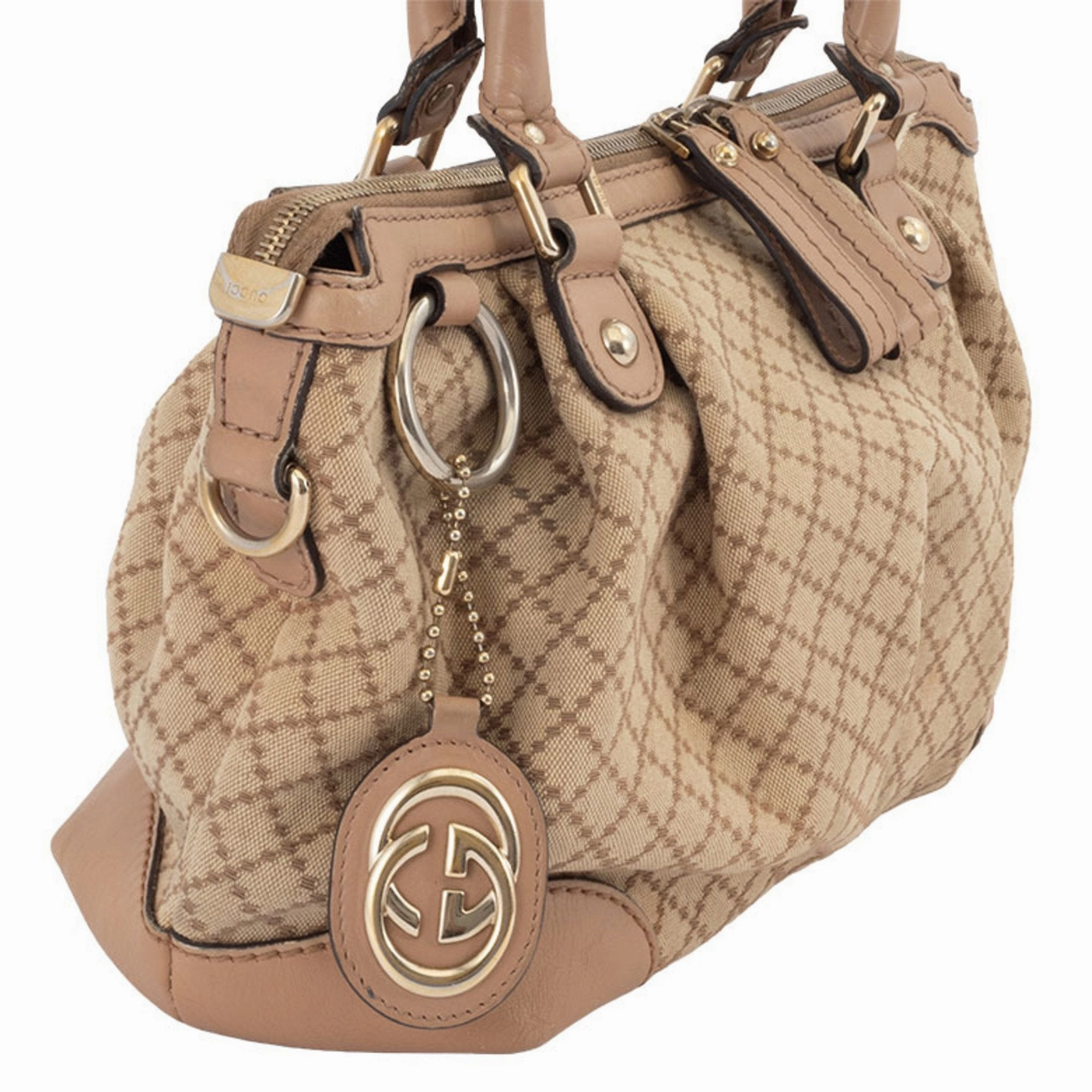 Gucci Diamante Canvas Leather Handbag Shoulder Bag (Pre-Owned)