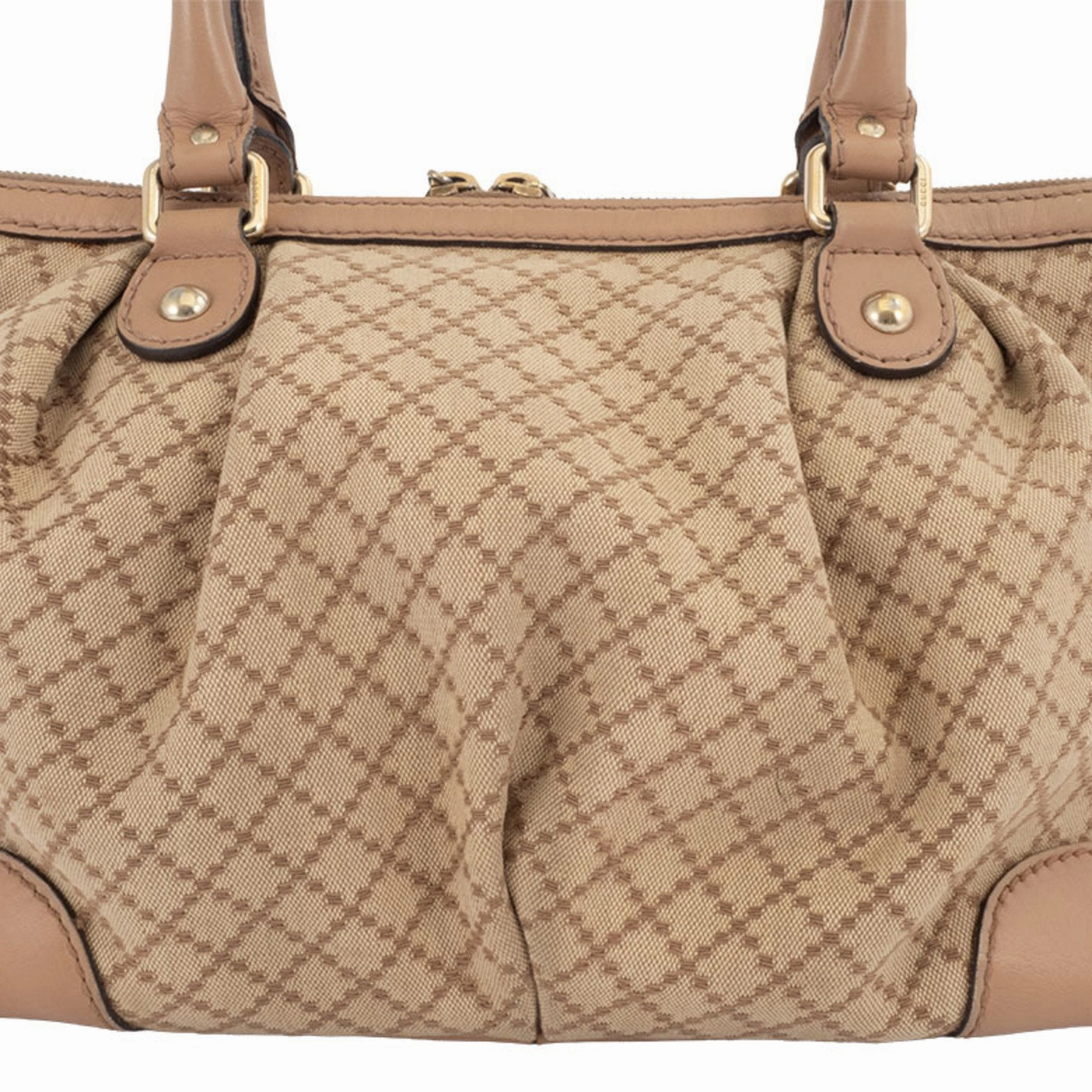Gucci Diamante Canvas Leather Handbag Shoulder Bag (Pre-Owned)