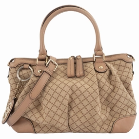 Gucci Diamante Canvas Leather Handbag Shoulder Bag (Pre-Owned)