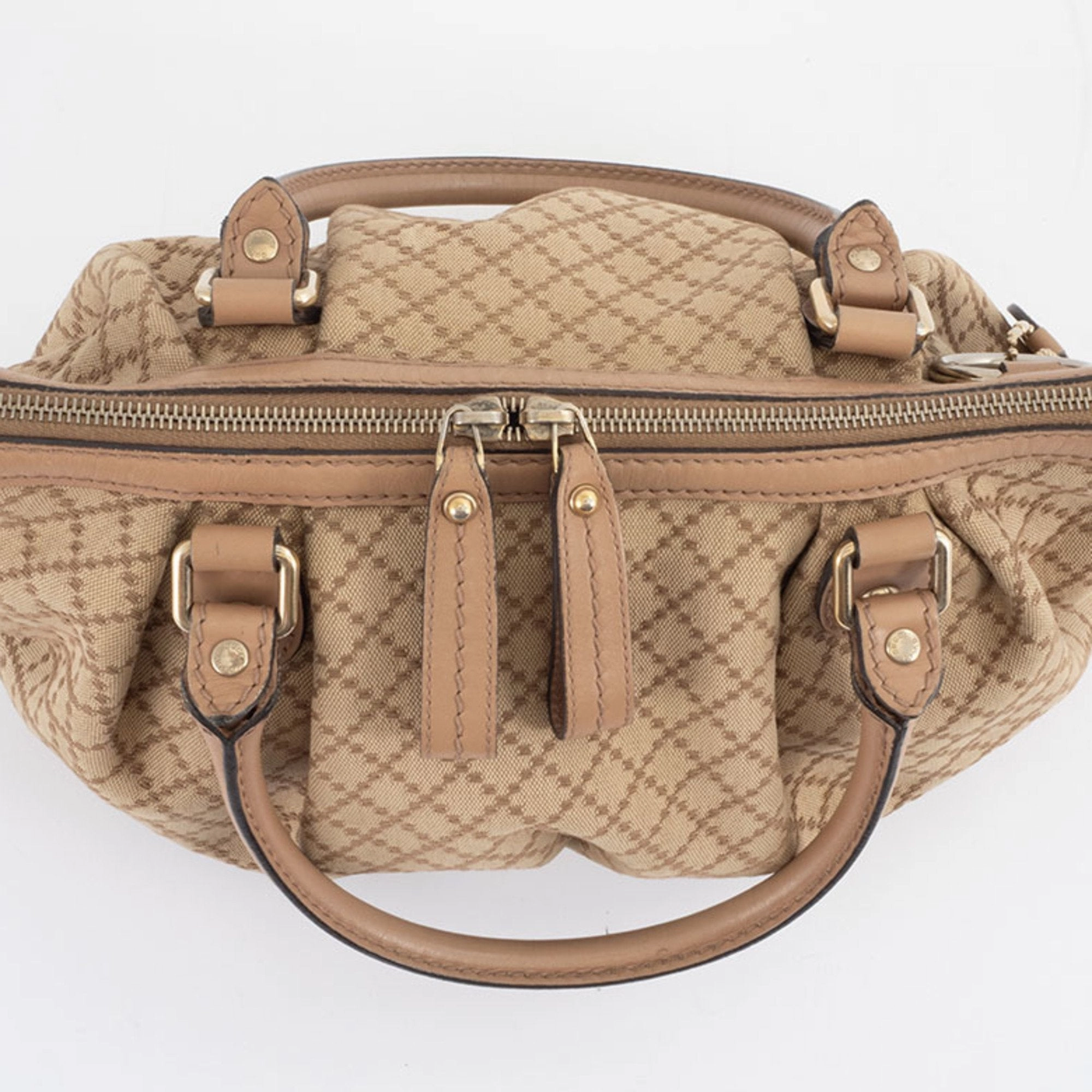 Gucci Diamante Canvas Leather Handbag Shoulder Bag (Pre-Owned)