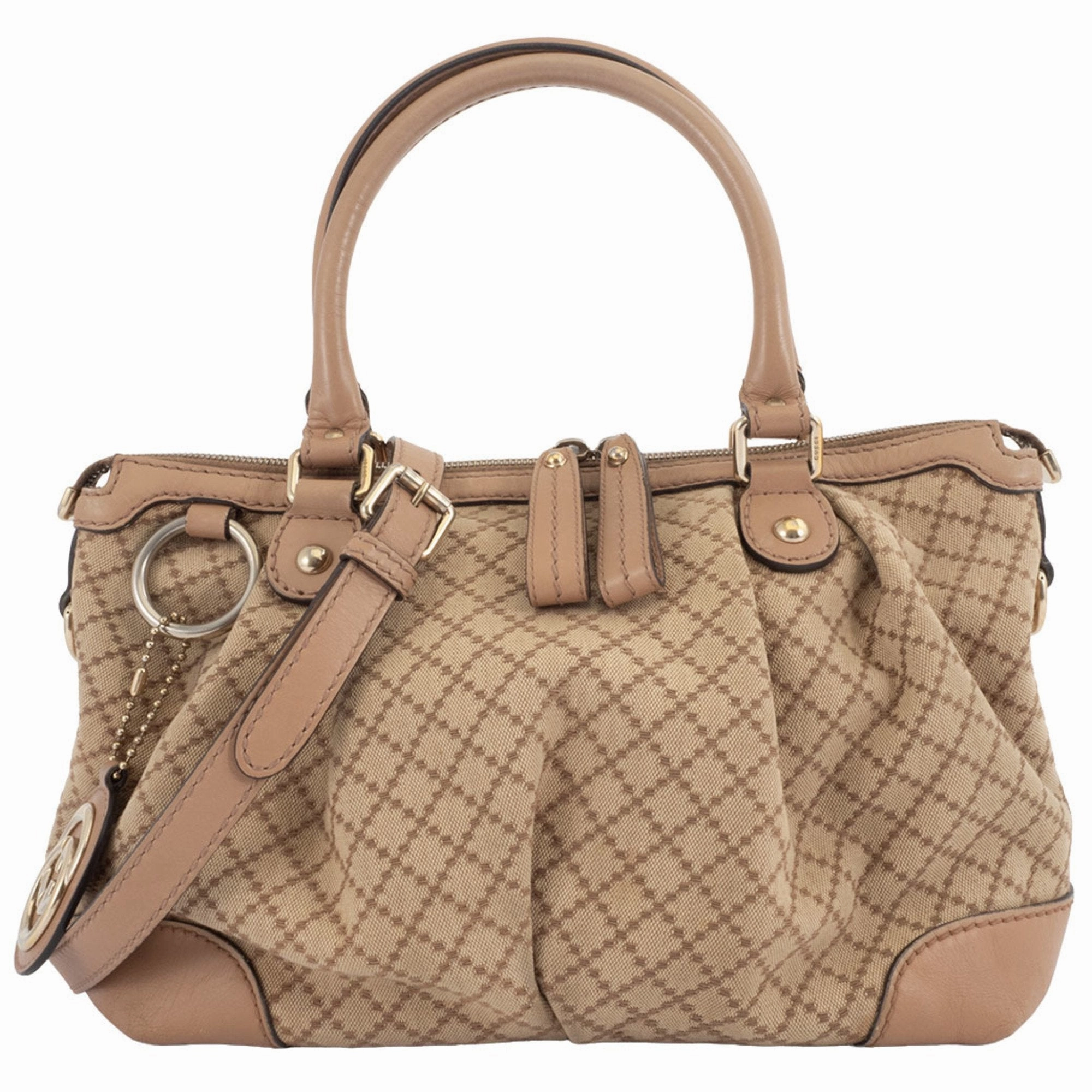 Gucci Diamante Canvas Leather Handbag Shoulder Bag (Pre-Owned)