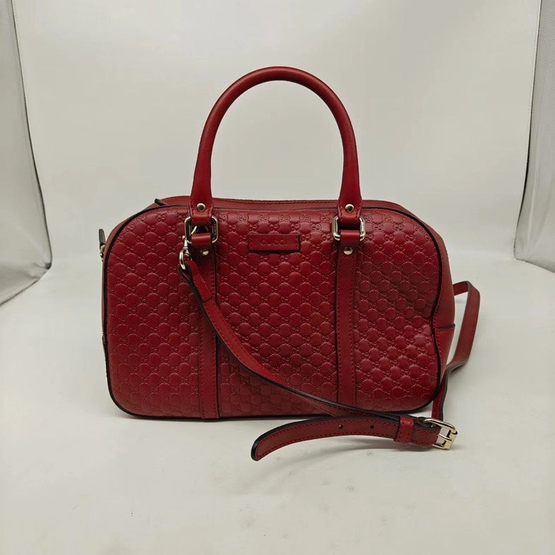 Gucci Embossed GG Logo Medium Red Leather Crossbody/Handbag