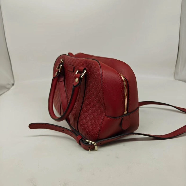 Gucci Embossed GG Logo Medium Red Leather Crossbody/Handbag