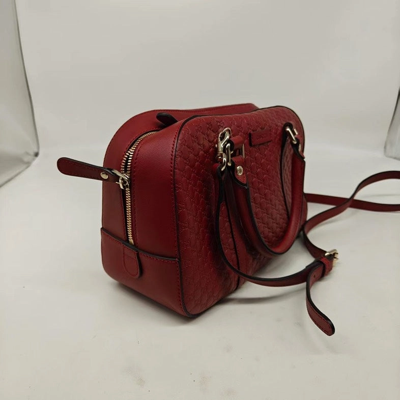 Gucci Embossed GG Logo Medium Red Leather Crossbody/Handbag