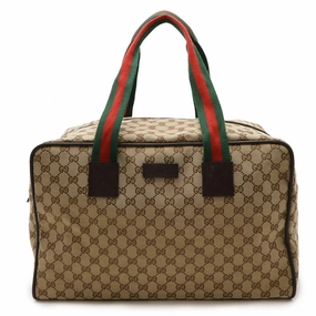 Gucci Gg Canvas     Color Canvas Leather Boston Bag Shoulder Bag (Pre-Owned)