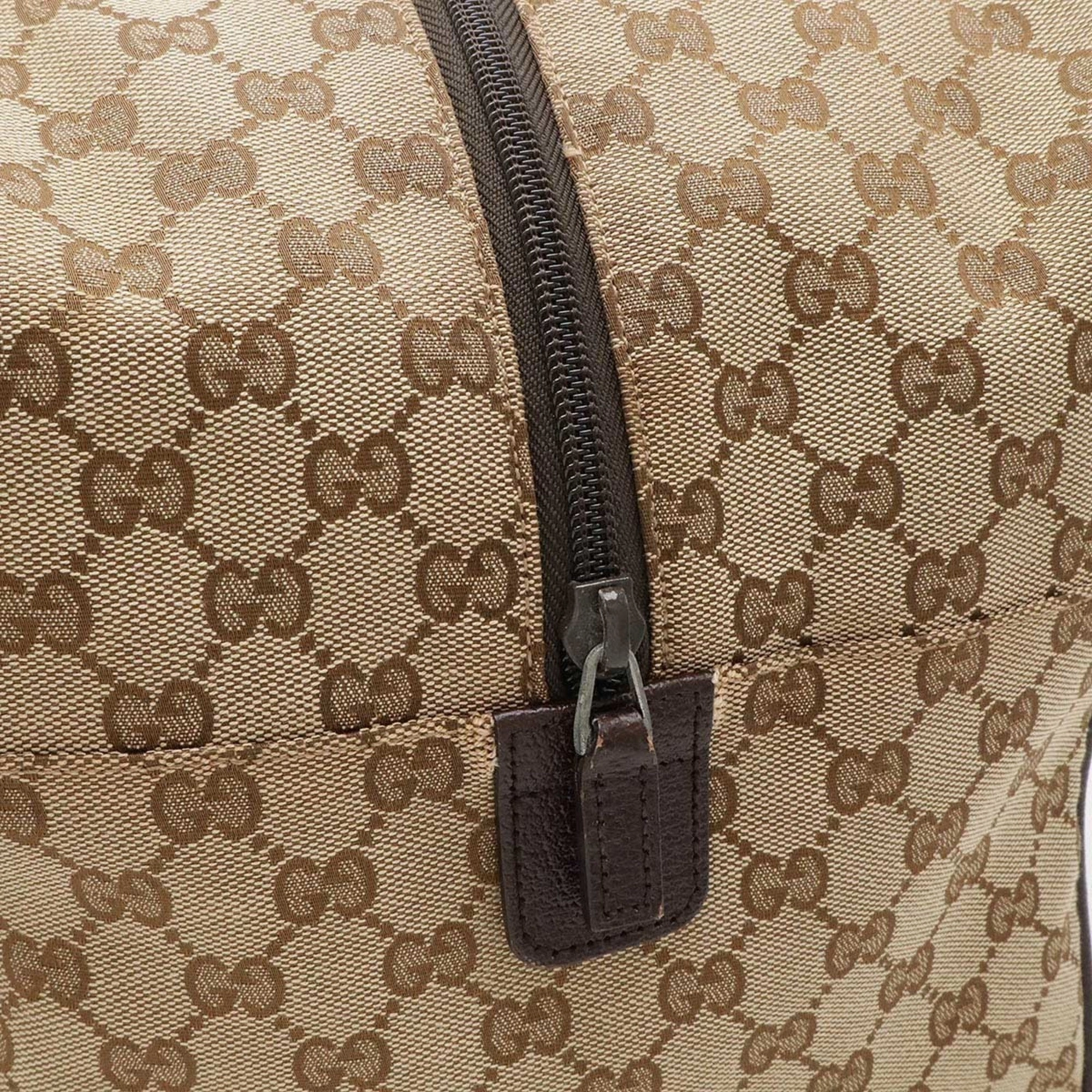 Gucci Gg Canvas     Color Canvas Leather Boston Bag Shoulder Bag (Pre-Owned)
