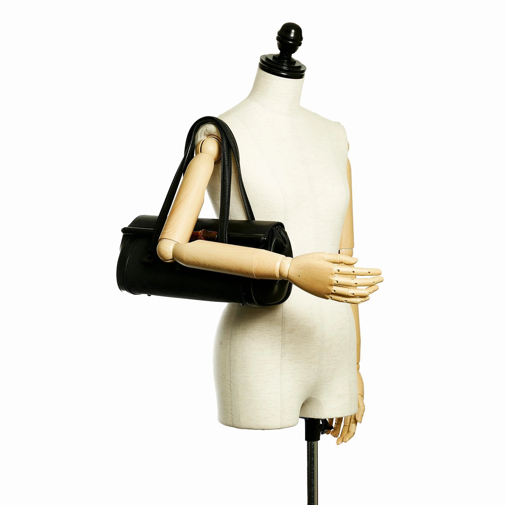 Gucci GG Canvas Bamboo Bullet Shoulder Bag (SHG-31791)