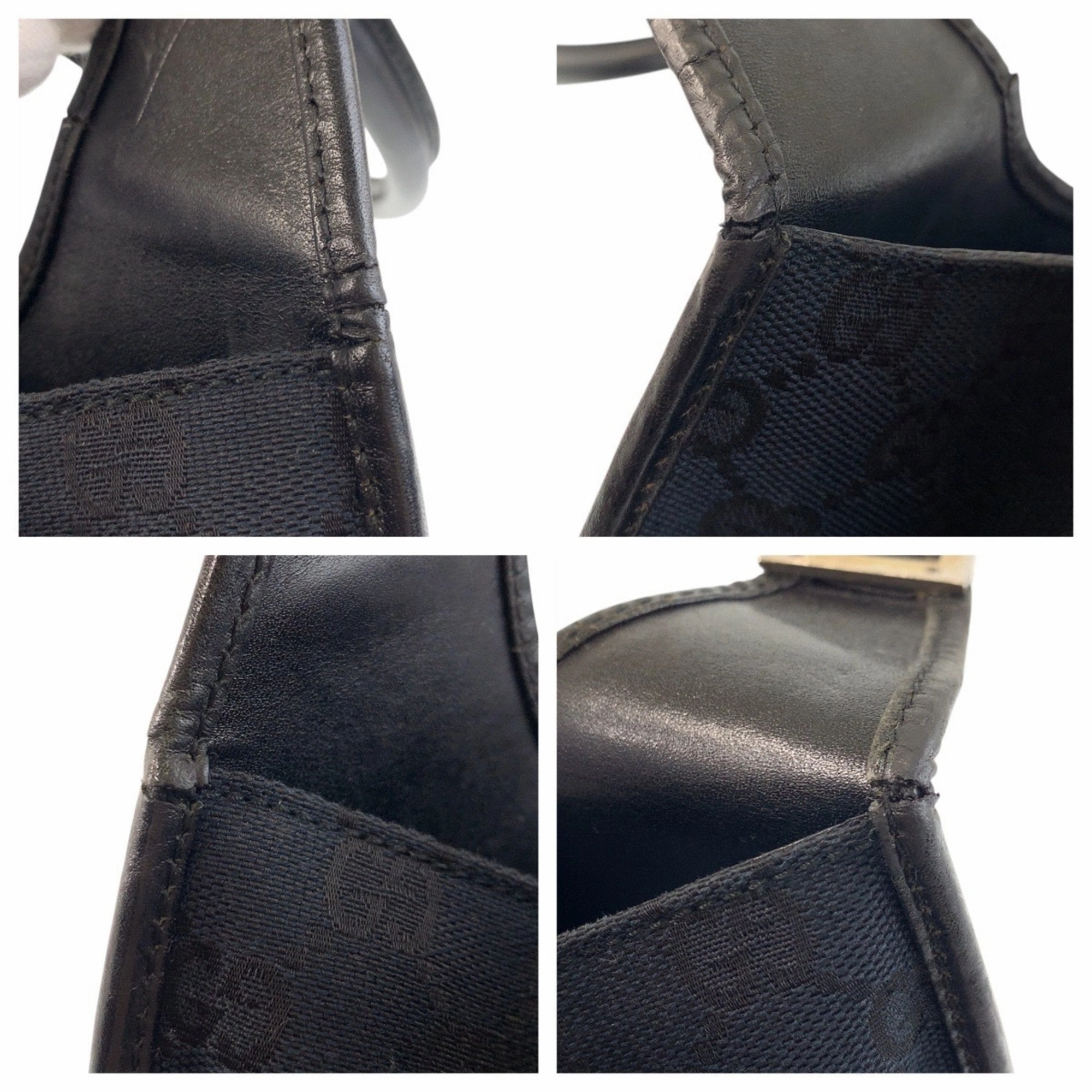 Gucci Gg Canvas Leather Handbag Shoulder Bag (Pre-Owned)