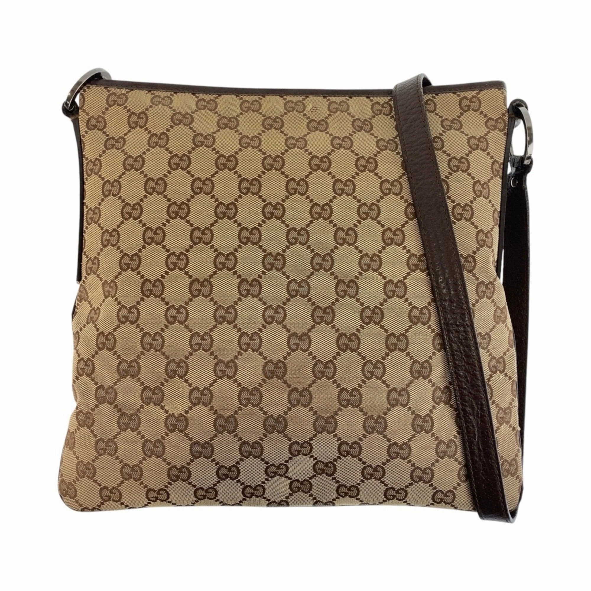 Gucci  Gg Canvas Leather Messenger Bag Shoulder Bag (Pre-Owned)