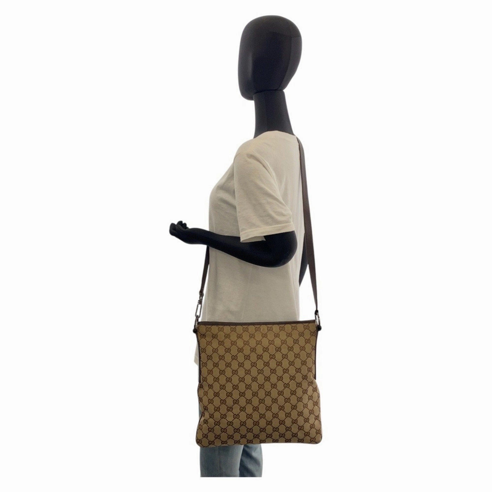 Gucci  Gg Canvas Leather Messenger Bag Shoulder Bag (Pre-Owned)