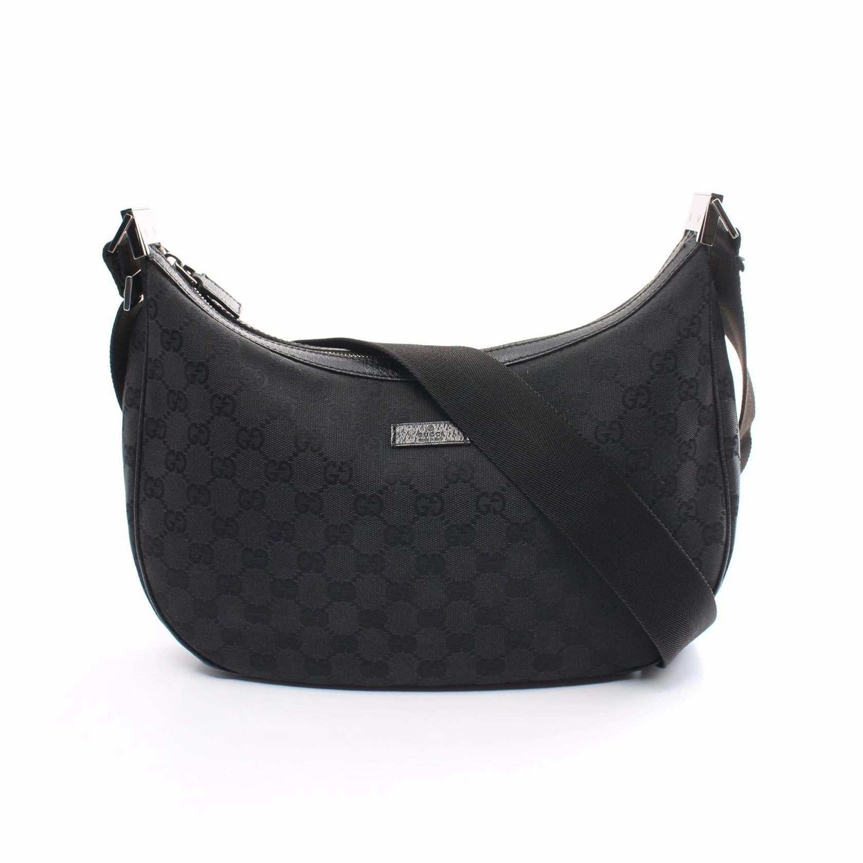 Gucci GG Canvas Leather Shoulder Bag Black