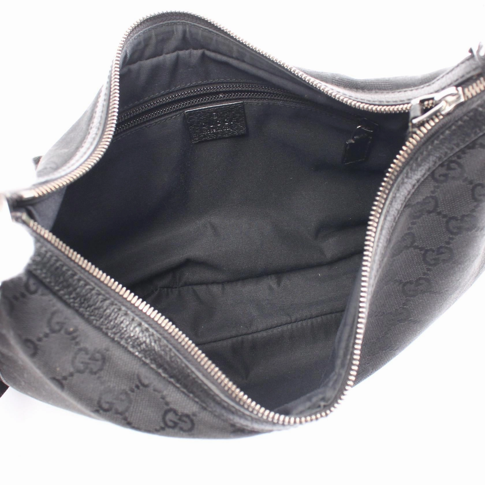 Gucci GG Canvas Leather Shoulder Bag Black