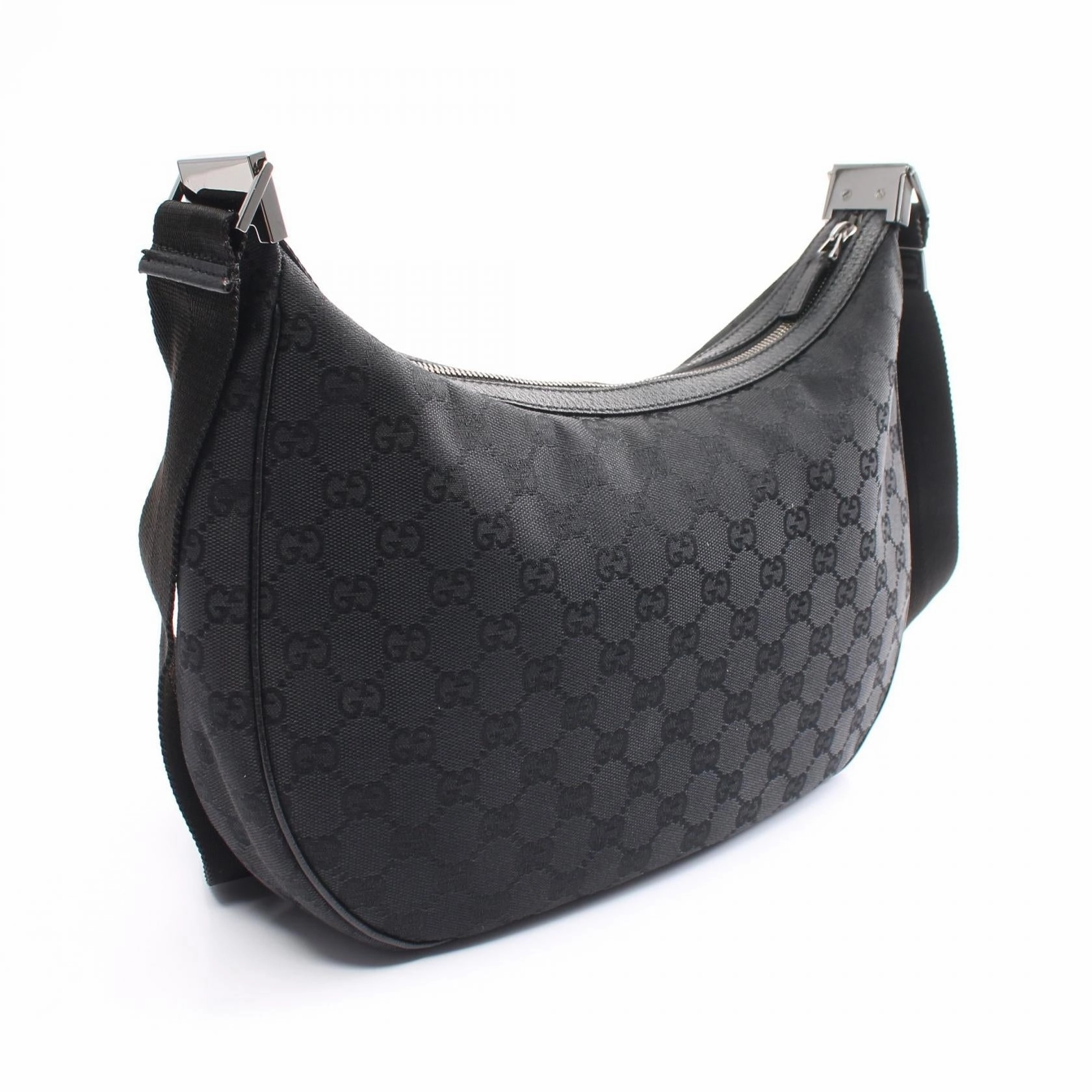 Gucci GG Canvas Leather Shoulder Bag Black
