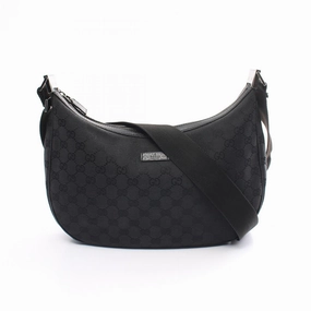 Gucci GG Canvas Leather Shoulder Bag Black
