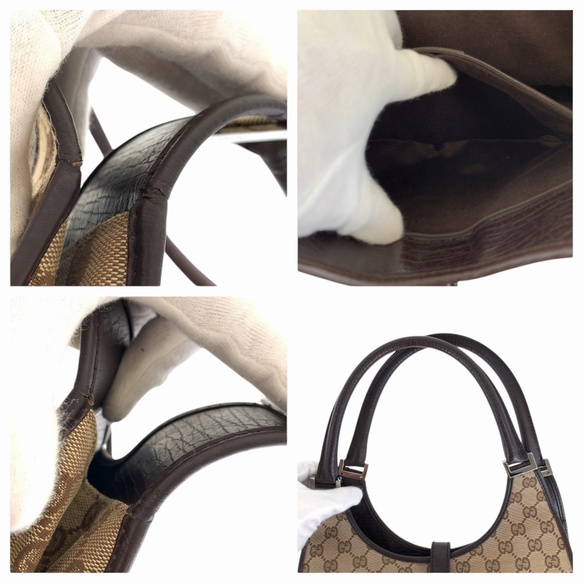 Gucci Gg Canvas Leather Shoulder Bag (Pre-Owned)