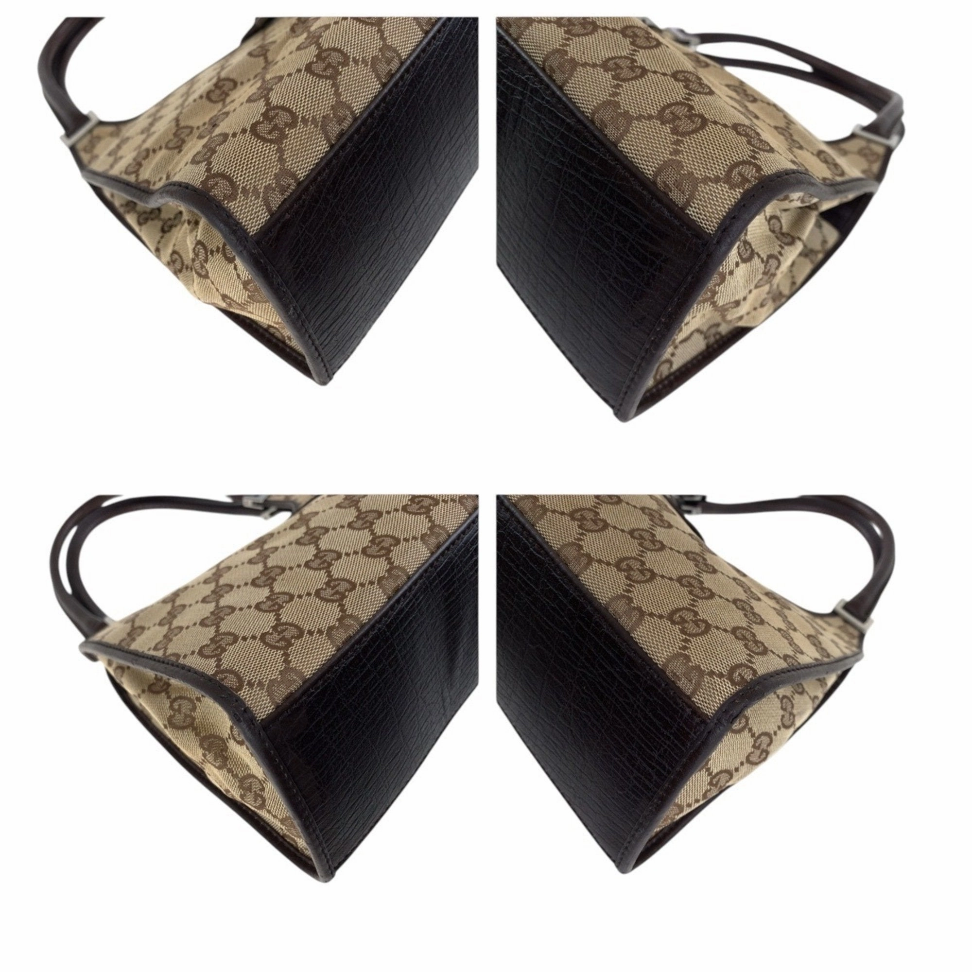 Gucci Gg Canvas Leather Shoulder Bag (Pre-Owned)