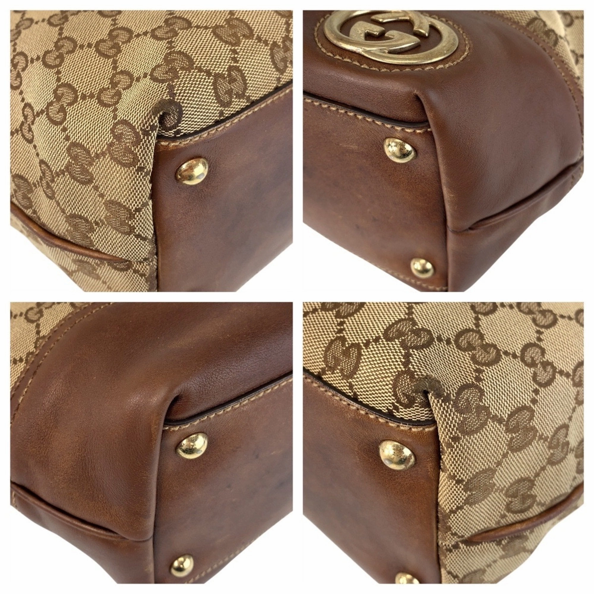 Gucci  Gg Canvas Leather Shoulder Bag Tote Bag (Pre-Owned)