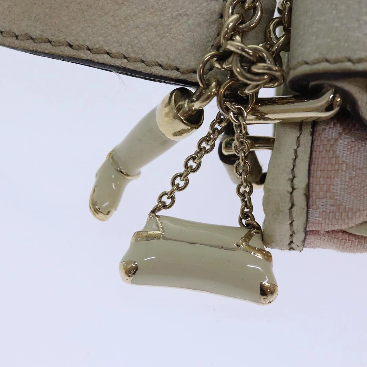 GUCCI GG Canvas Sherry Line Shoulder Bag Pink Gold khaki 144388  am6743
