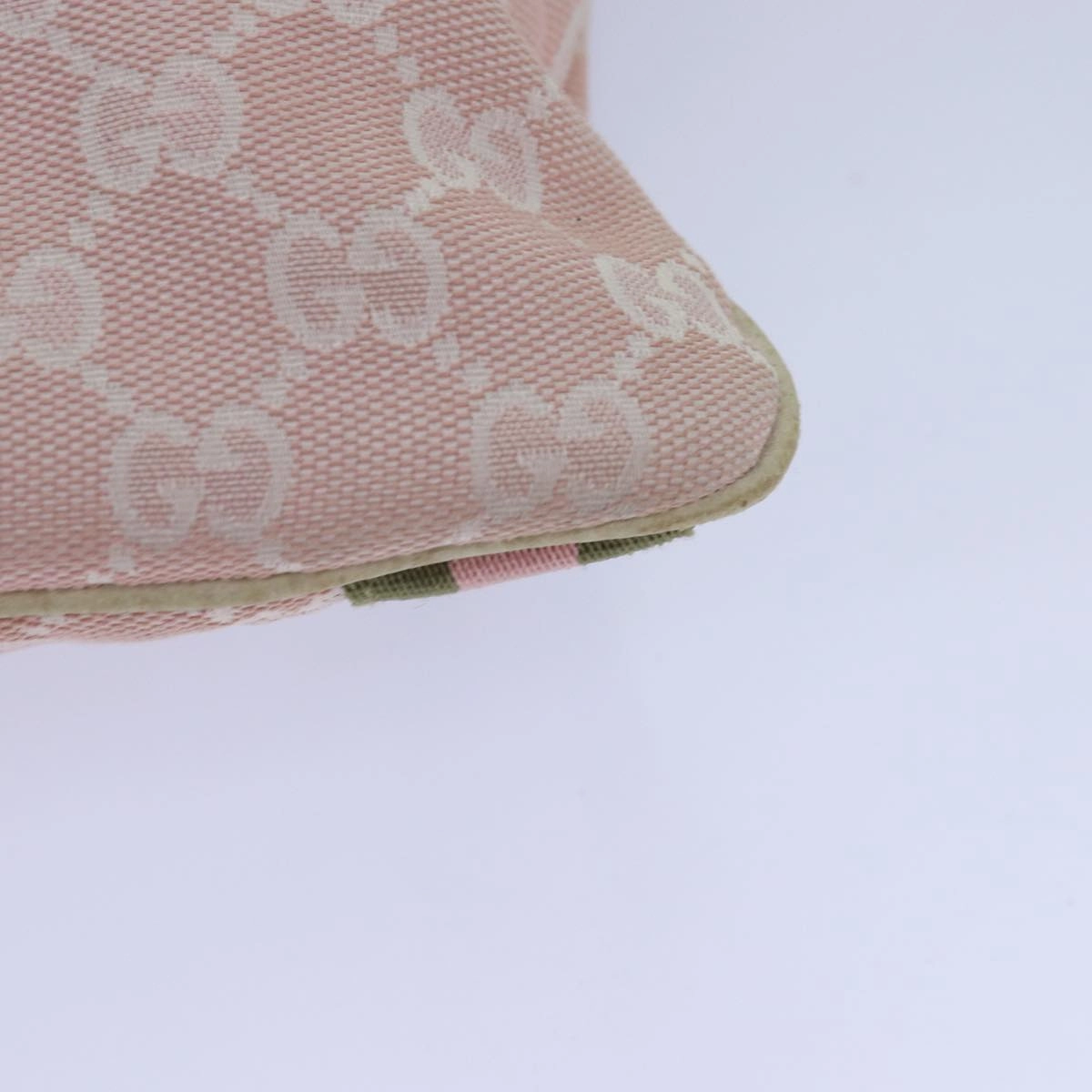 GUCCI GG Canvas Sherry Line Shoulder Bag Pink Gold khaki 144388  am6743