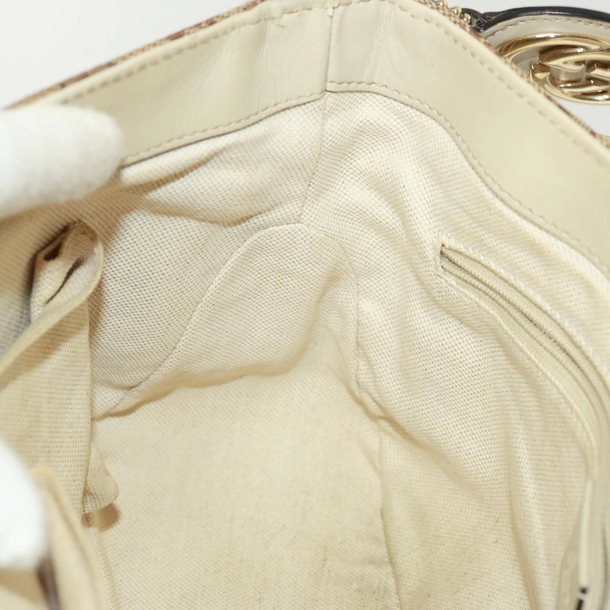 GUCCI GG Canvas Shoulder Bag Beige 308452  77733