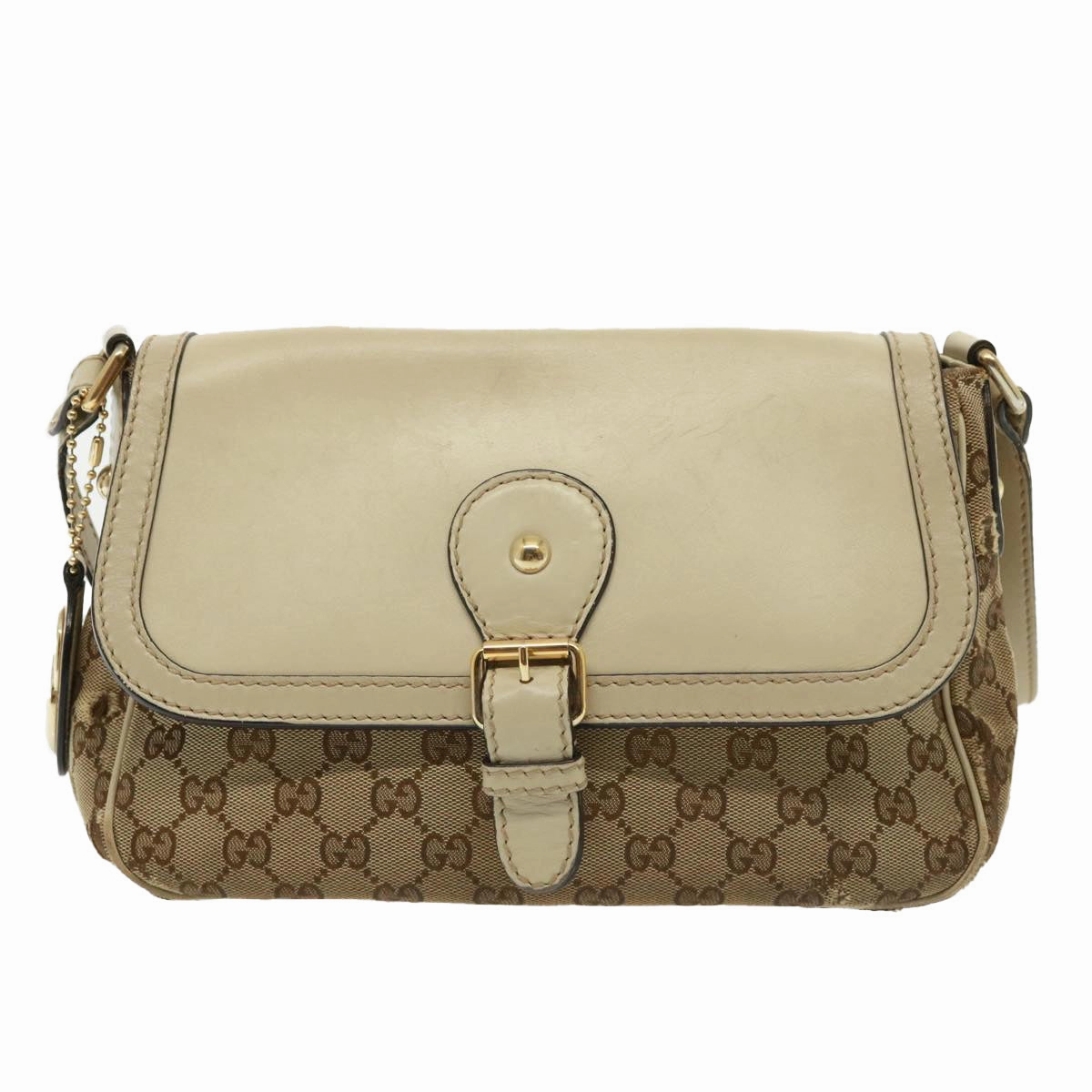 GUCCI GG Canvas Shoulder Bag Beige 308452  77733