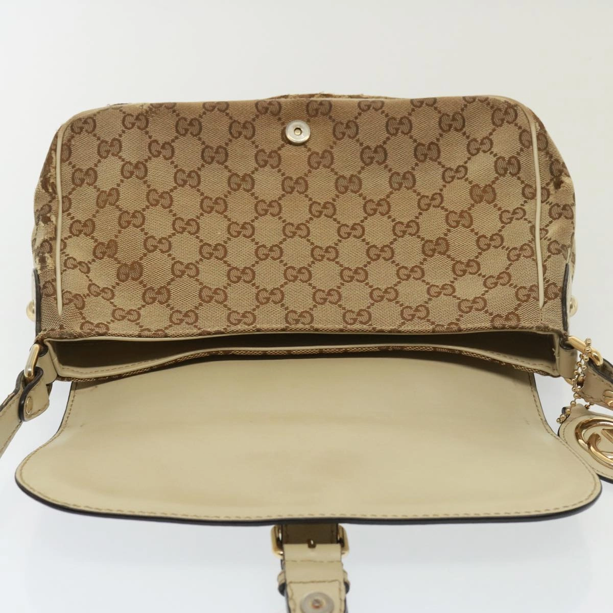 GUCCI GG Canvas Shoulder Bag Beige 308452  77733