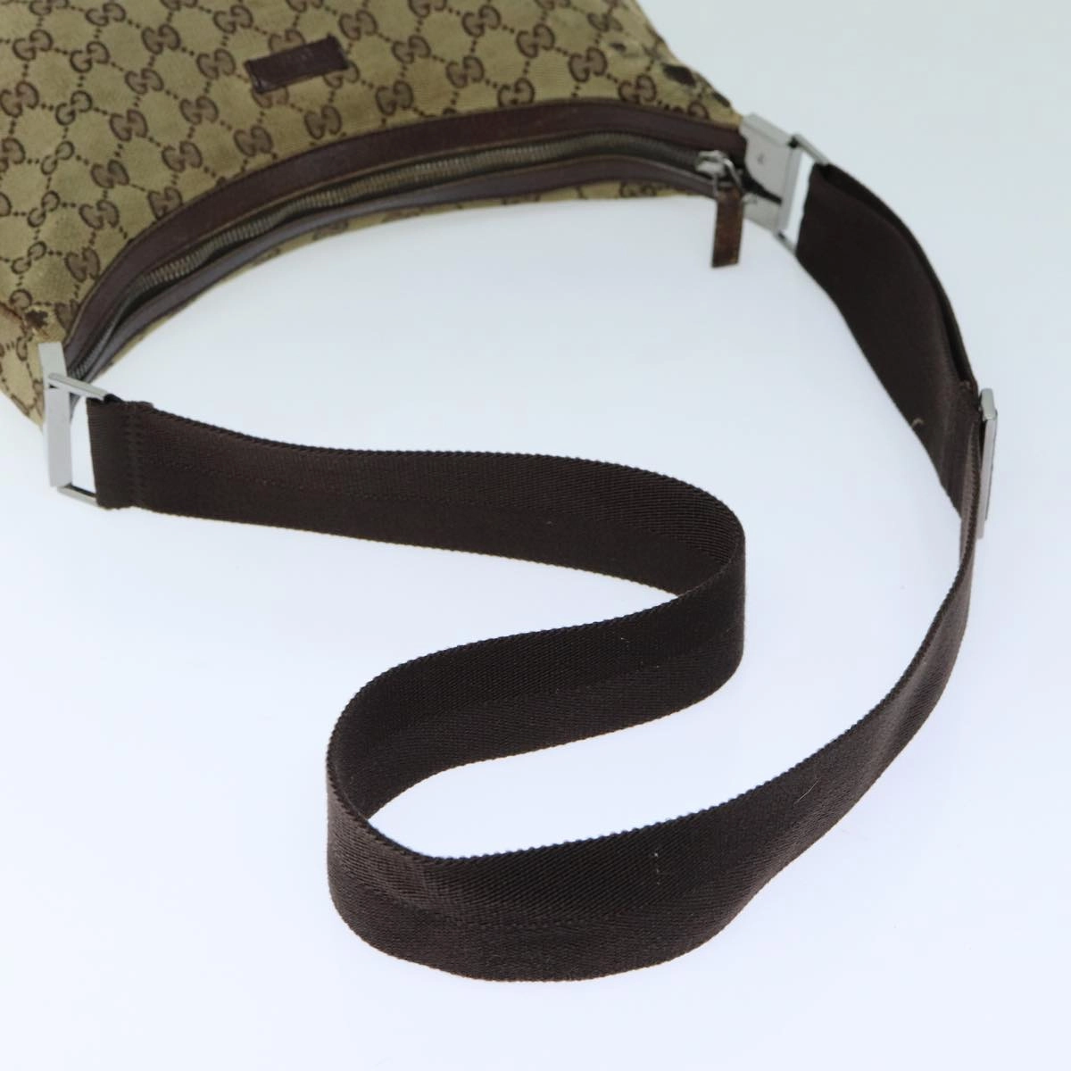 GUCCI GG Canvas Shoulder Bag Beige Brown 122709  82825