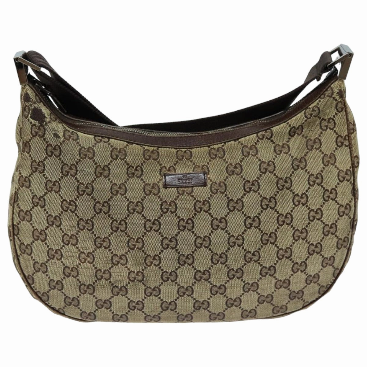 GUCCI GG Canvas Shoulder Bag Beige Brown 122709  82825