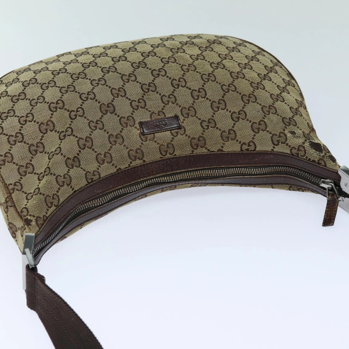 GUCCI GG Canvas Shoulder Bag Beige Brown 122709  82825