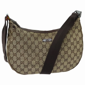 GUCCI GG Canvas Shoulder Bag Beige Brown 122709  82825