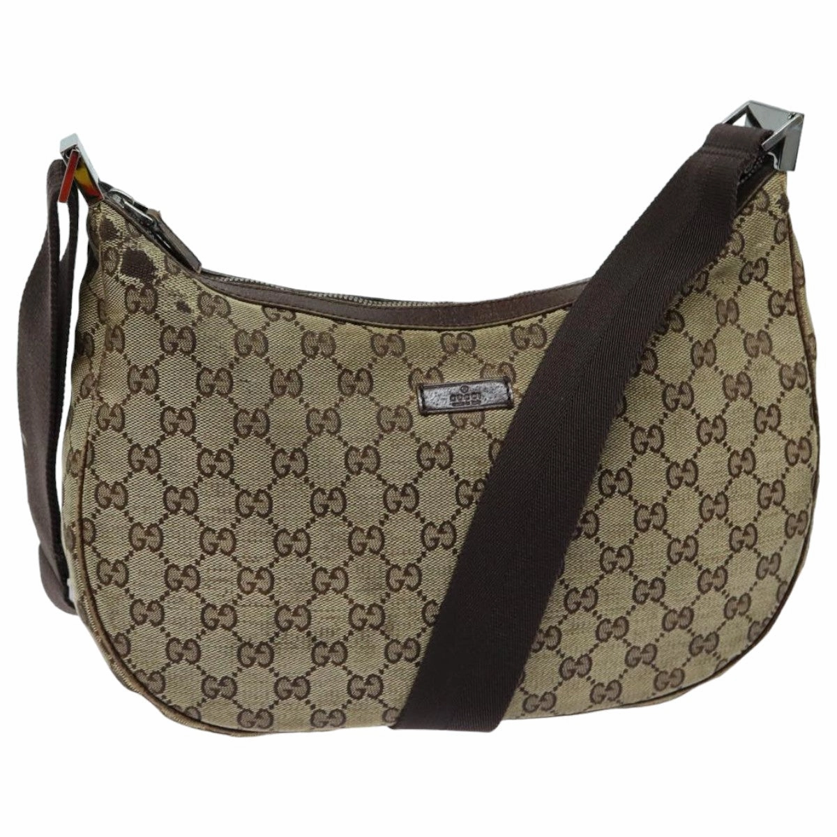 GUCCI GG Canvas Shoulder Bag Beige Brown 122709  82825