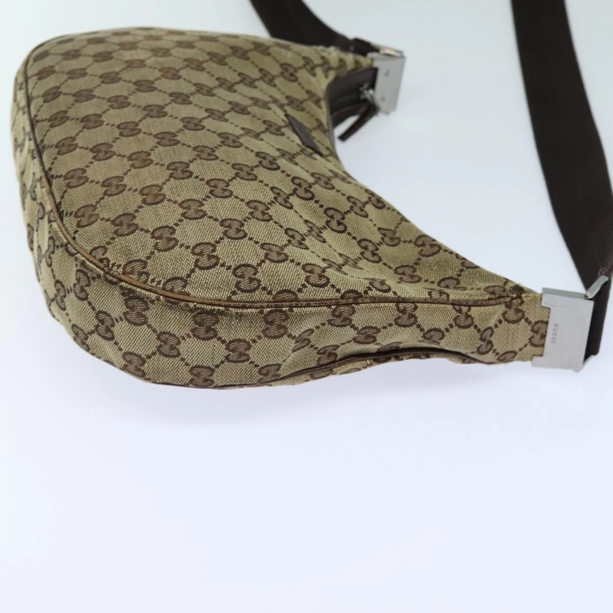 GUCCI GG Canvas Shoulder Bag Beige Brown 122709  82825