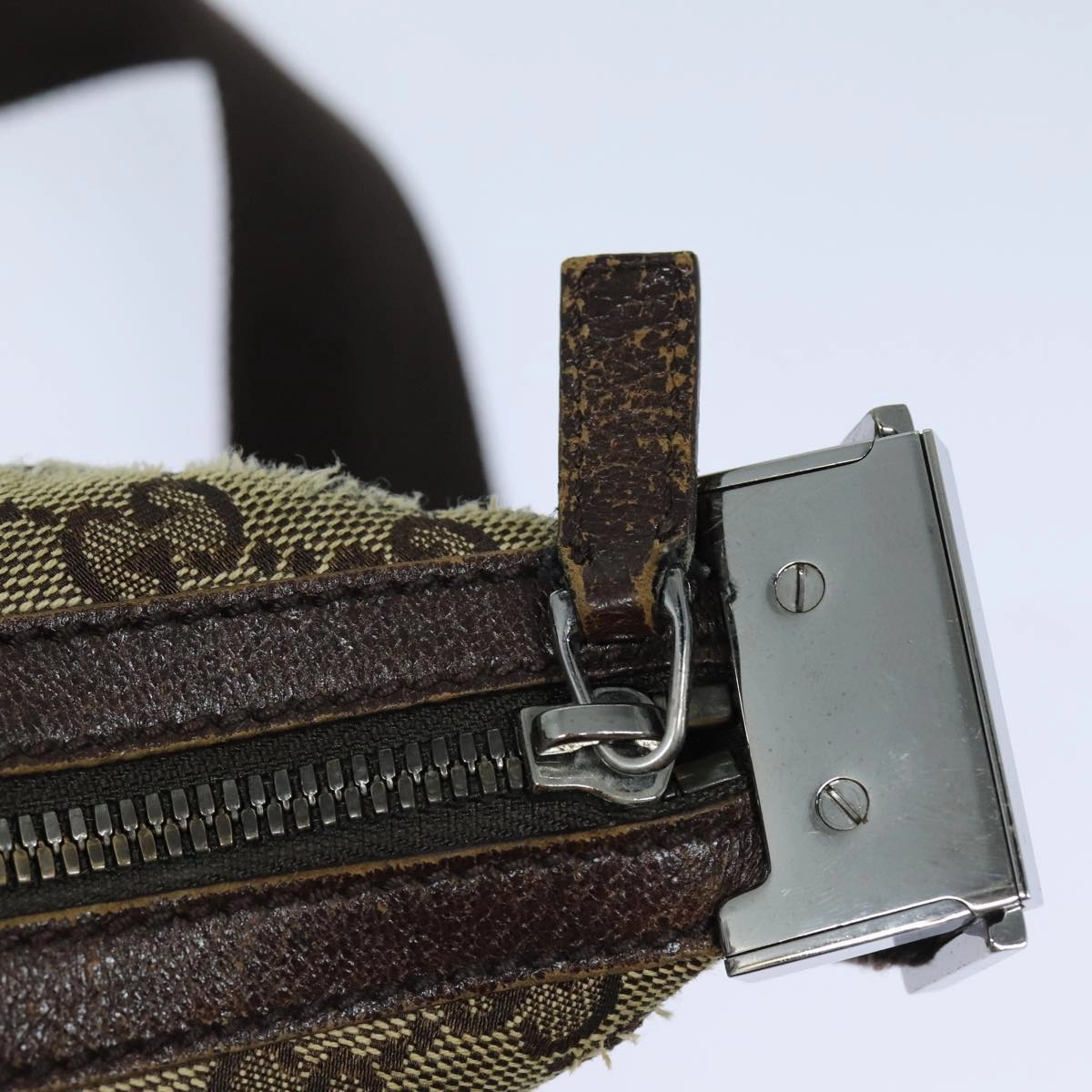 GUCCI GG Canvas Shoulder Bag Beige Brown 122709  82825